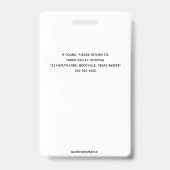 編集可能プロフェッショナル従業員IDバッジ バッジ (裏面)