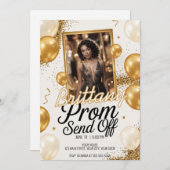 編集可能プロム送信金ゴールドきらめくグリッター 招待状 (正面/裏面)