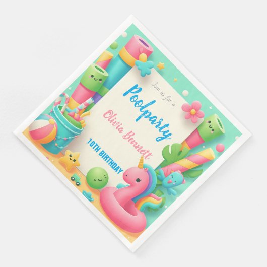 編集可能プールパーティー誕生日サマースイム (コーナー)