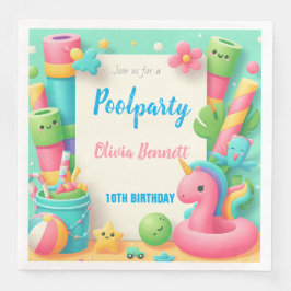 編集可能プールパーティー誕生日サマースイム