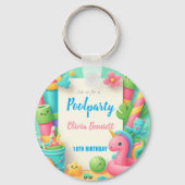 編集可能プールパーティー誕生日サマースイム キーホルダー (正面)