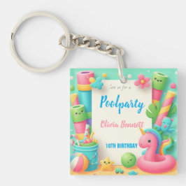 編集可能プールパーティー誕生日サマースイム キーホルダー