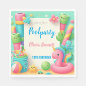 編集可能プールパーティー誕生日サマースイム スタンダードランチョンナプキン (正面)