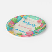 編集可能プールパーティー誕生日サマースイム ペーパープレート (アングル)