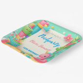 編集可能プールパーティー誕生日サマースイム ペーパープレート (傾斜あり)