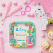 編集可能プールパーティー誕生日サマースイム ペーパープレート (パーティー)