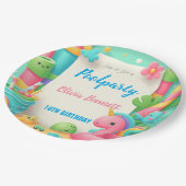 編集可能プールパーティー誕生日サマースイム ペーパープレート (アングル)