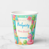 編集可能プールパーティー誕生日サマースイム 紙コップ (正面)