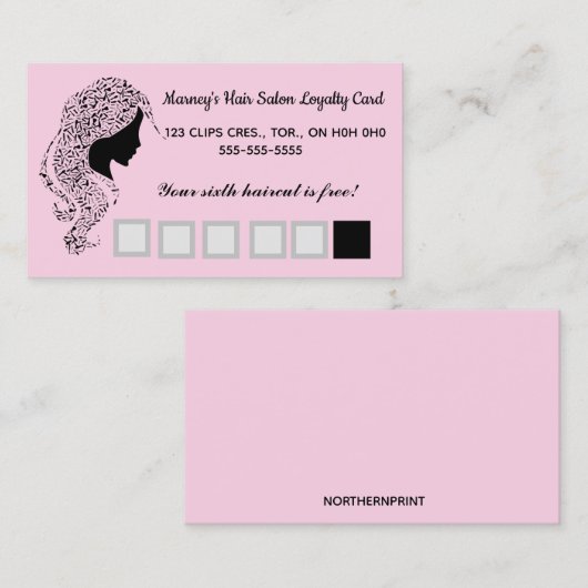 編集可能ヘアサロンロイヤリティリワードカード ロイヤリティカード (正面/裏面)