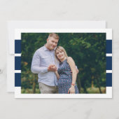 編集可能ヘッドライン2写真ネイビーピンク妊娠 案内状 (裏面)