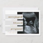 編集可能ヘッドライン2写真金ゴールド灰色の妊娠 案内状 (正面)