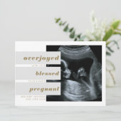 編集可能ヘッドライン2写真金ゴールド灰色の妊娠 案内状 (スタンド正面)