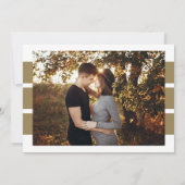 編集可能ヘッドライン2写真金ゴールド灰色の妊娠 案内状 (裏面)