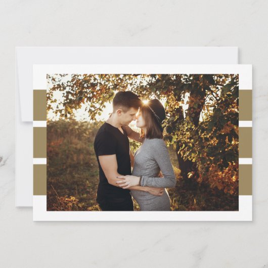 編集可能ヘッドライン2写真金ゴールド灰色の妊娠 案内状 (裏面)