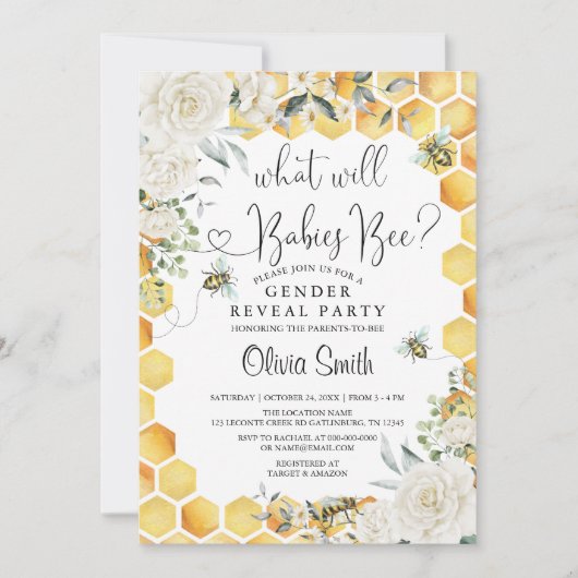 編集可能ベビーの性別表示パーティー 招待状 (正面)