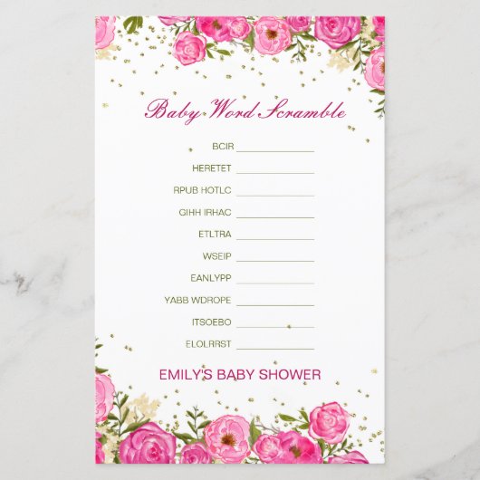 編集可能ベビーのWordスクランブル(応答あり) (正面)