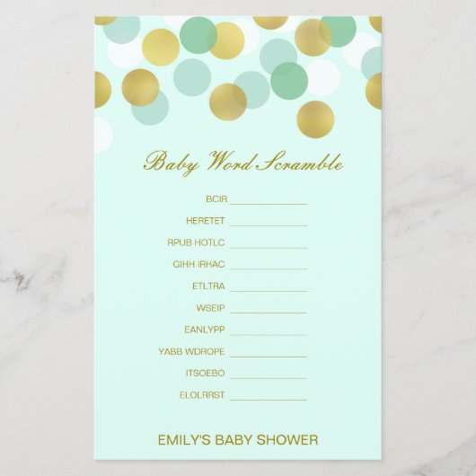 編集可能ベビーのWordスクランブル(応答あり) (正面)