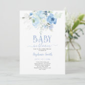 編集可能ベビーイン開花ボーイベビーシャワー 招待状 (スタンド正面)