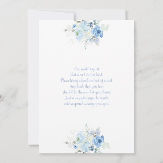 編集可能ベビーイン開花ボーイベビーシャワー 招待状 (裏面)