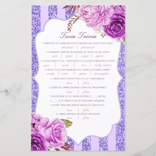 編集可能ベビーツイントリビアベビーシャワーと回答 (正面)