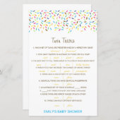 編集可能ベビーツイントリビアベビーシャワーと回答 (正面/裏面)