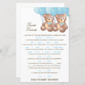 編集可能ベビーツイントリビアベビーシャワーと回答 (正面/裏面)