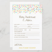 編集可能ベビー予測およびアドバイスベビーシャワー (正面/裏面)