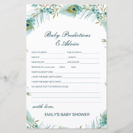 編集可能ベビー予測およびアドバイスベビーシャワー (正面)