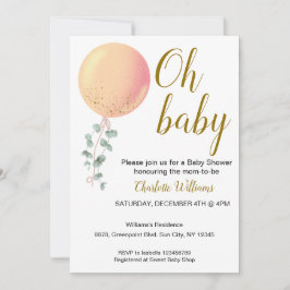 編集可能ベビー男女兼用シャワー招待状 招待状