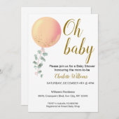 編集可能ベビー男女兼用シャワー招待状 招待状 (正面/裏面)