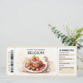 編集可能ベルギー飛行機チケット、ベルギー旅行 招待状 (スタンド正面)