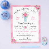 編集可能ベンダー春フラワーマーケットピンクおもしろい チラシ (シングル)