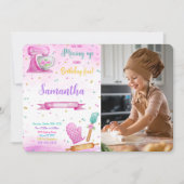 編集可能ベーキング誕生日フォト招待状 招待状 (正面)