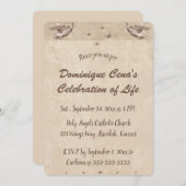 編集可能ベージュエンジェルススターズお祝いオブライフ 招待状 (正面/裏面)