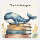 編集可能ホエールブック蔵書票シール スクエアシール (正面)