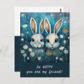 編集可能ホッピーかわいいバンニーバレンタインデー ポストカード (正面/裏面)