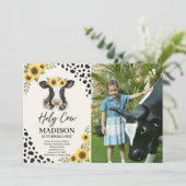 編集可能ホーリーカウズ誕生日フォト招待状 招待状 (スタンド正面)