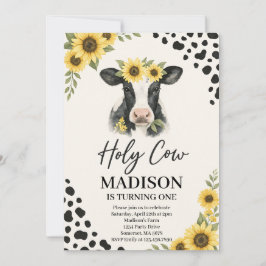 編集可能ホーリーカウズ誕生日招待状 招待状