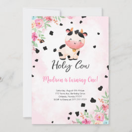 編集可能ホーリーカウズ誕生日招待状 招待状