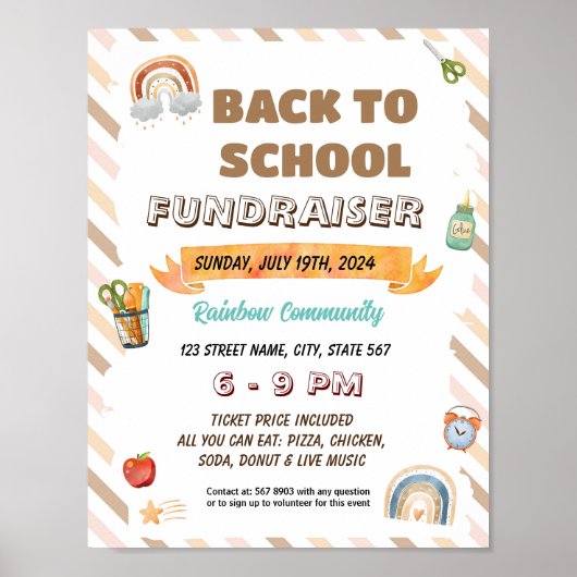 編集可能ボホレインボースクールテンプレート ポスター (正面)