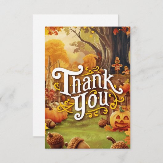 編集可能ボホーオータム秋 サンキューカード (正面/裏面)