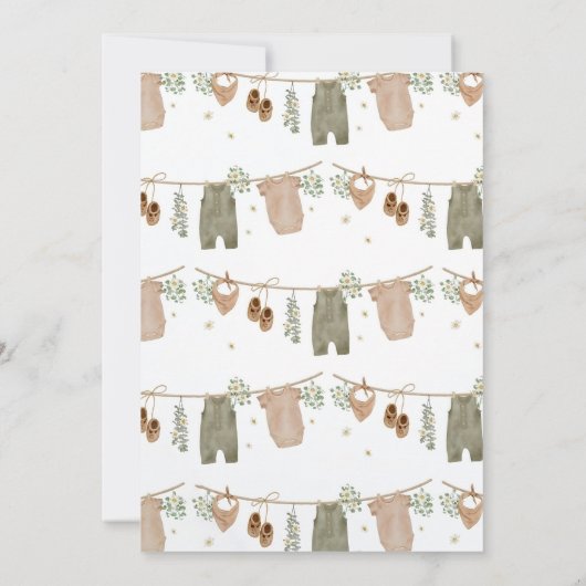 編集可能ボホ男の子の赤ちゃん服ベビーシャワー 招待状 (裏面)