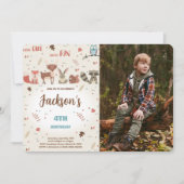 編集可能ボーイウッドランド誕生日フォト招待状 招待状 (正面)
