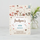 編集可能ボーイウッドランド誕生日招待状 招待状 (スタンド正面)