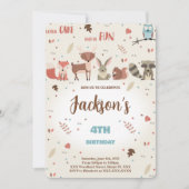 編集可能ボーイウッドランド誕生日招待状 招待状 (正面)