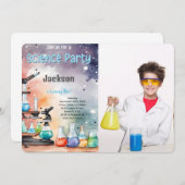 編集可能ボーイサイエンス誕生日パーティー写真 招待状 (正面/裏面)