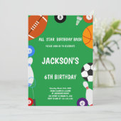 編集可能ボーイズオールスター数々の – スポーツパーティー招待状 招待状 (スタンド正面)