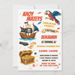 編集可能ボーイズガールズトレジャー狩りテーマ 招待状