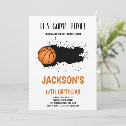 編集可能ボーイズスポーツパーティーカードとインクスプラッシュDe 招待状 (スタンド正面)