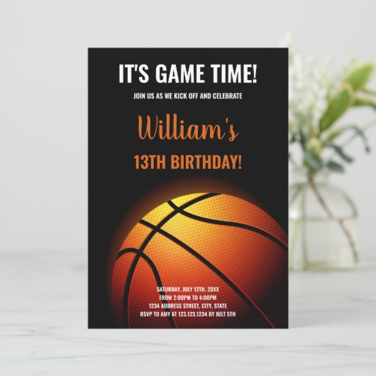 編集可能ボーイズスポーツパーティーカードとブライトコート 招待状 (スタンド正面)